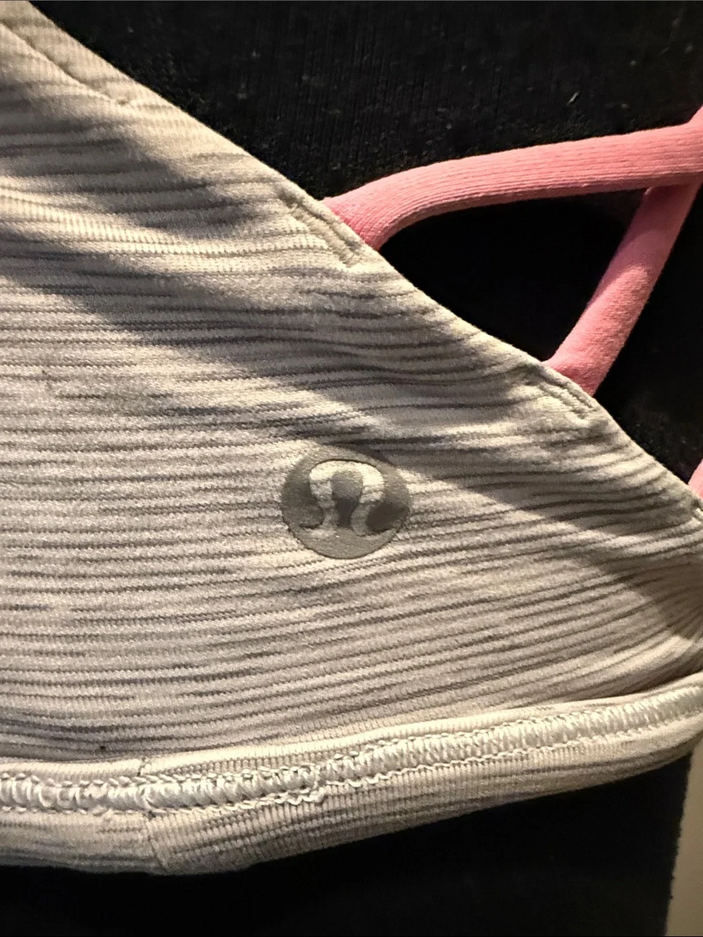 lululemon athletica Women’s 6 Striped Scoop Bralette in Light Gray and Pink